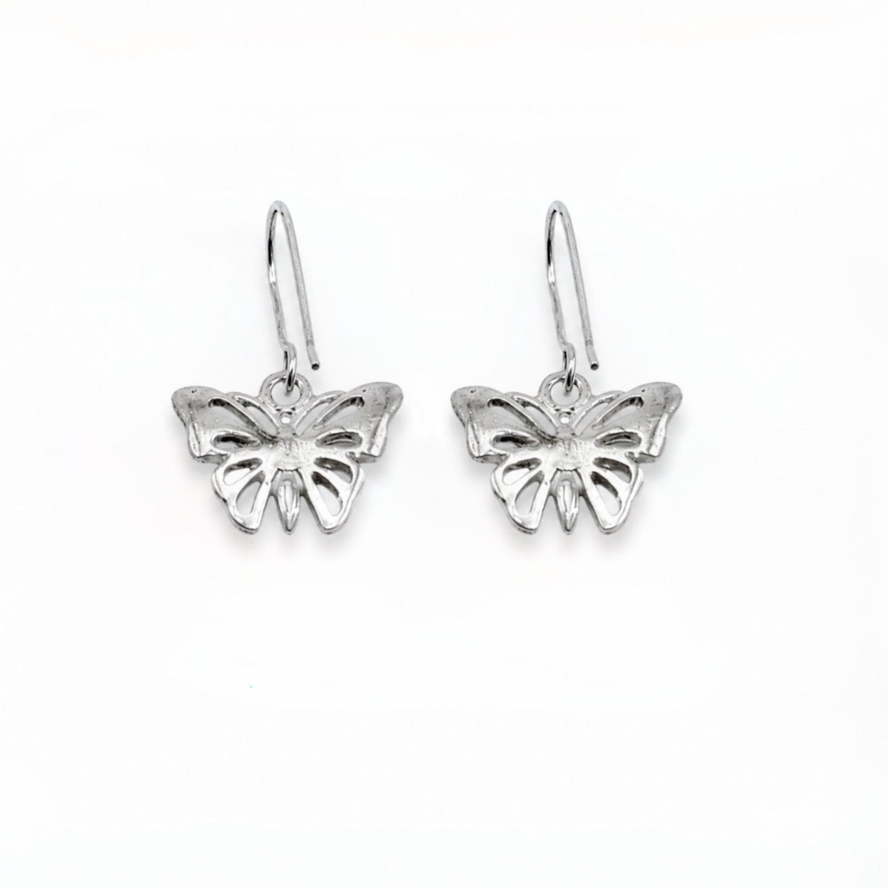 Sterling Silver Open Butterfly Dangle Earrings