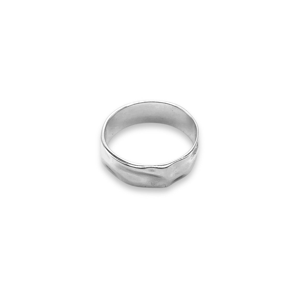 Sterling Silver 7mm Rippled Hammered Wedding Band