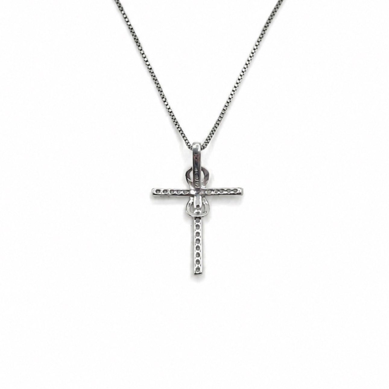 1/4 Ct Diamond Sterling Silver Infinity Crossover Cross Pendant Necklace With 18" Chain