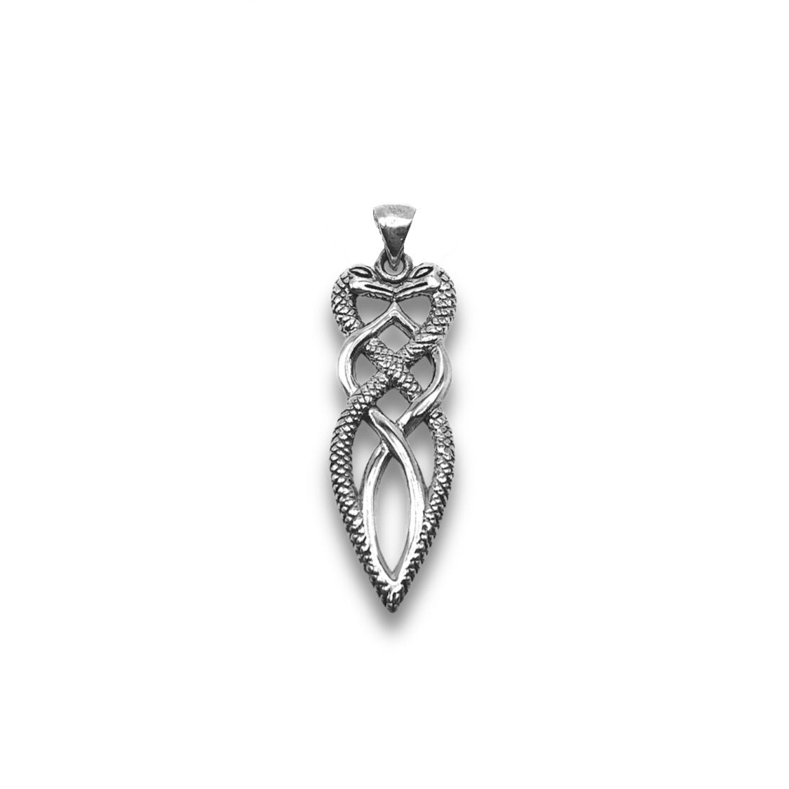 Sterling Silver Oxidized Celtic Wrapped Snake Dagger Pendant