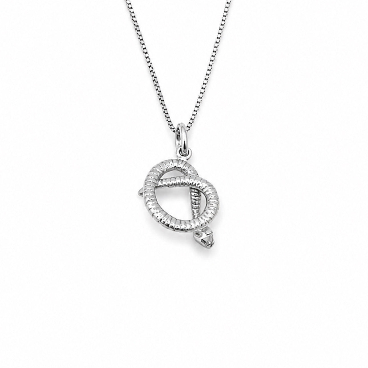 Sterling Silver Coiled Rattlesnake Pendant Necklace With 18" Chain