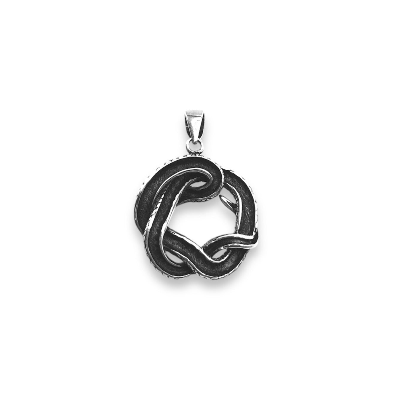 Sterling Silver Oxidized Coiled Spiral Snake Pendant