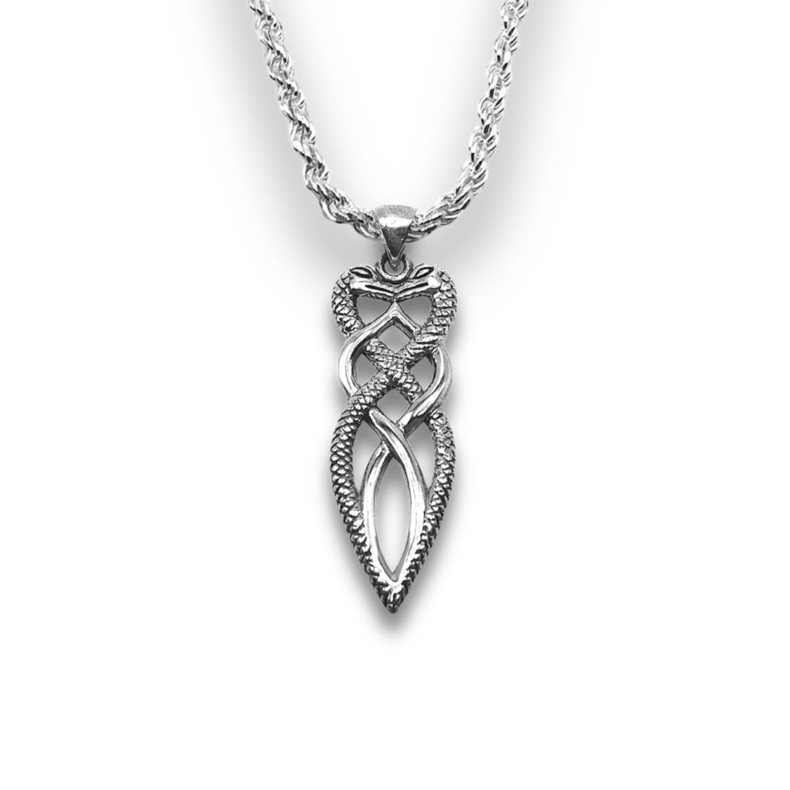Sterling Silver Oxidized Celtic Wrapped Snake Dagger Pendant