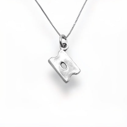 Sterling Silver Razor Blade Pendant Necklace With 18" 0.6mm Box Chain