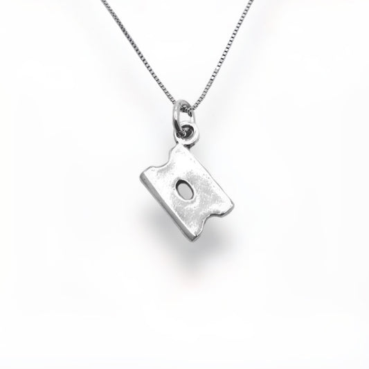 Sterling Silver Razor Blade Pendant Necklace With 18" 0.6mm Box Chain