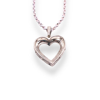 1/20 Ct Diamond Accent Sterling Silver Black Tone Heart Pendant Necklace With 18" 0.6mm Box Chain