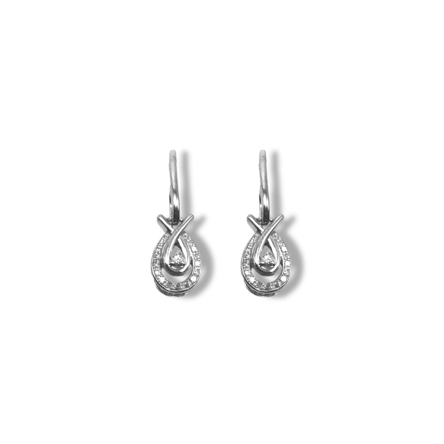 1/6 Ct Diamond Sterling Silver Halo Drop Shaped Dangle Earrings Refined Jewelry