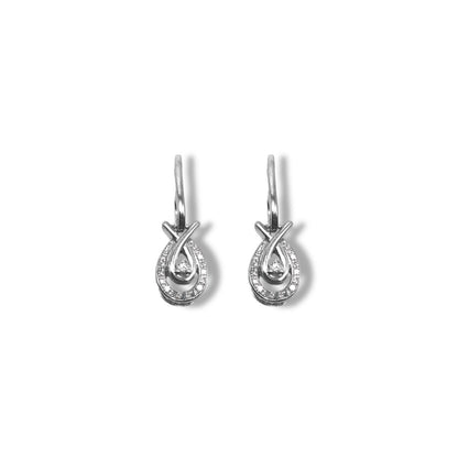 1/6 Ct Diamond Sterling Silver Halo Drop Shaped Dangle Earrings Refined Jewelry