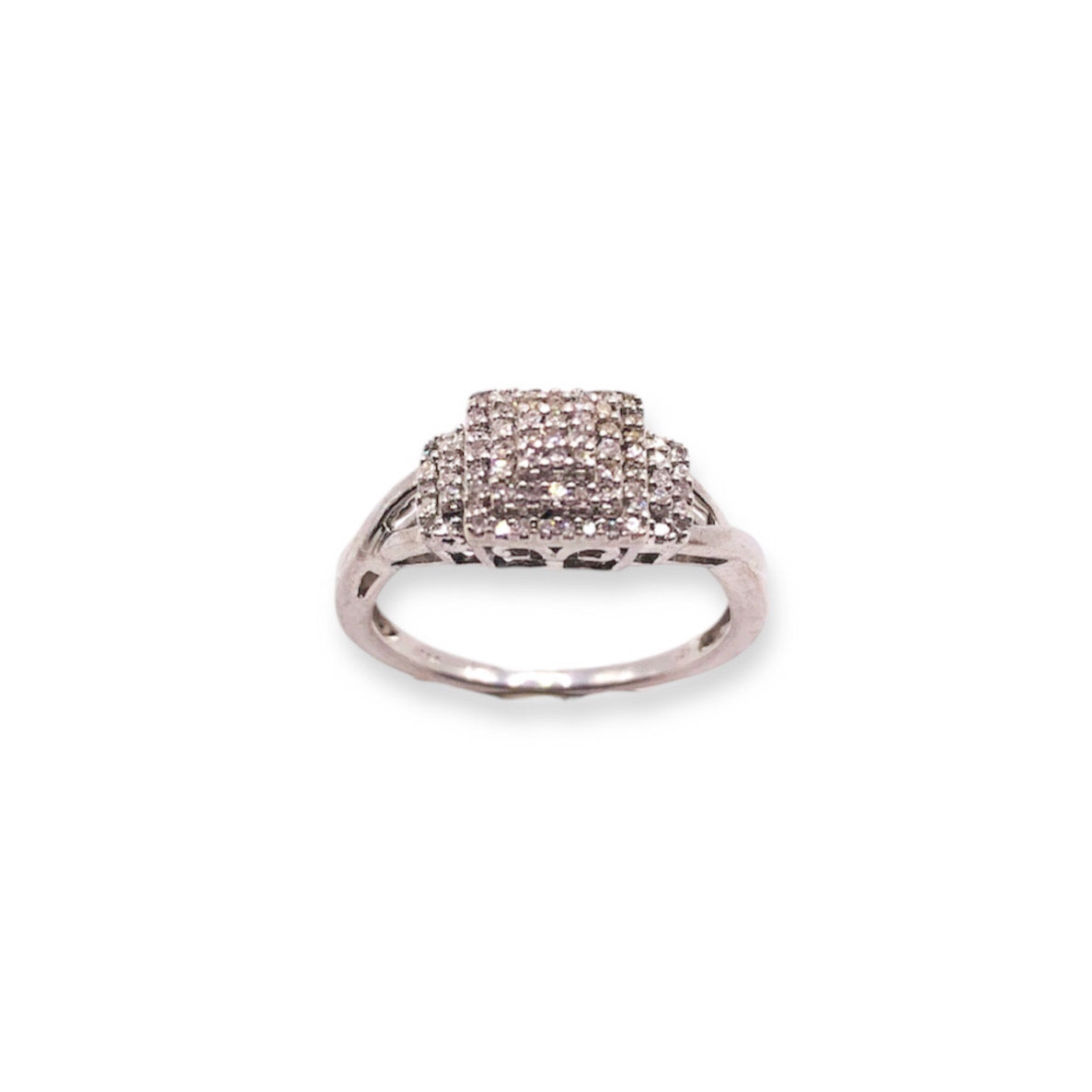 1/6 Ct Diamond Sterling Silver Pyramid Ring Refined Jewelry