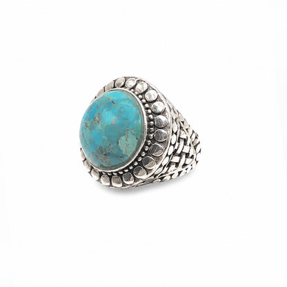 Turquoise Sterling Silver Basket Weave Ring