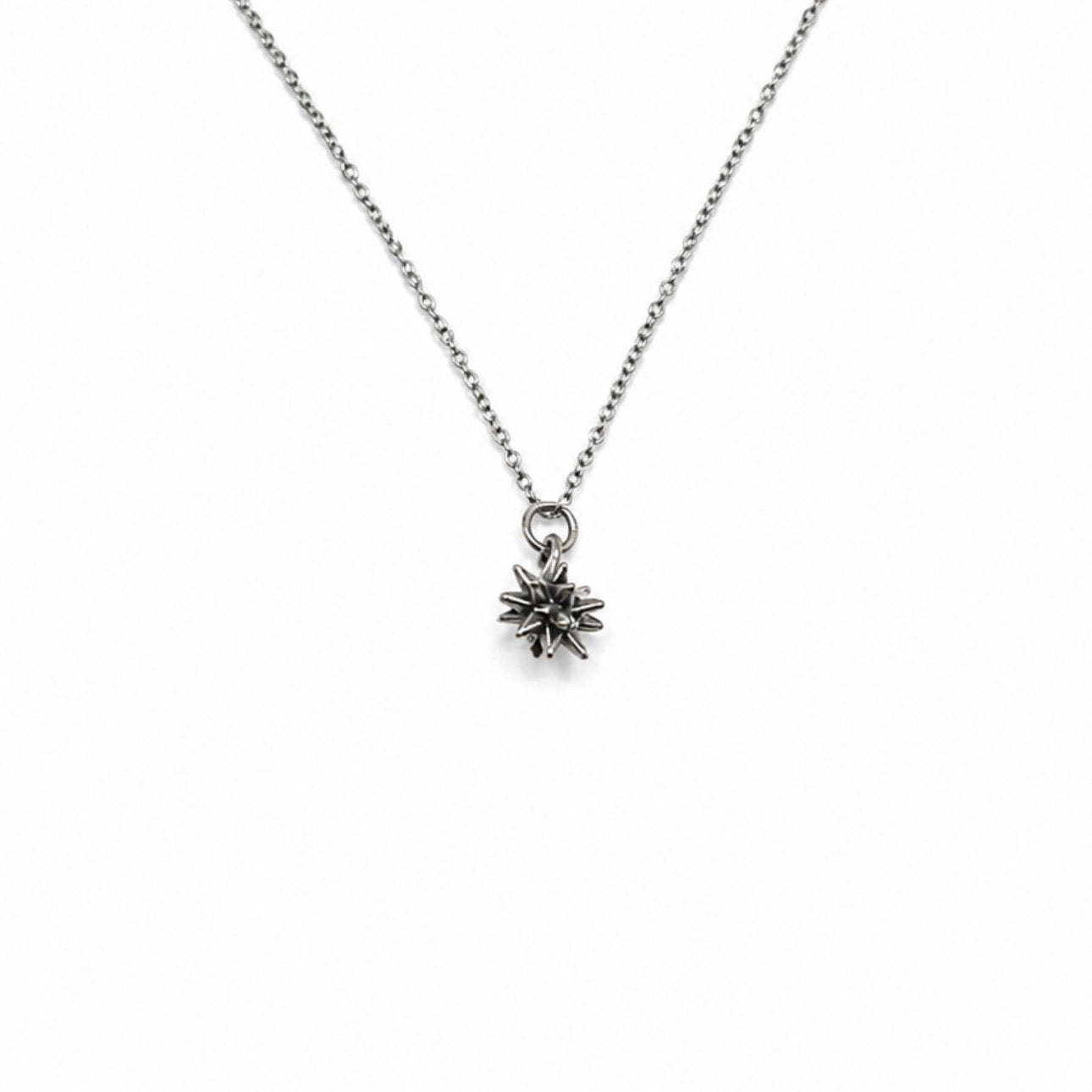 Sterling Silver Spiky Ball Pendant Necklace With 18" Chain