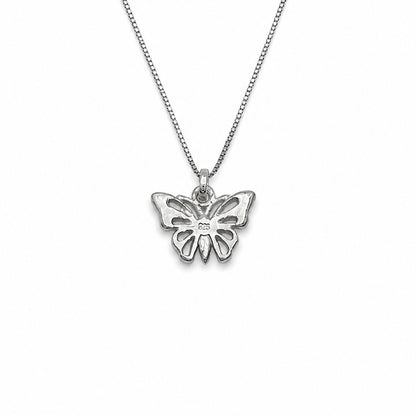 Sterling Silver Open Butterfly Pendant Necklace With 18" Chain