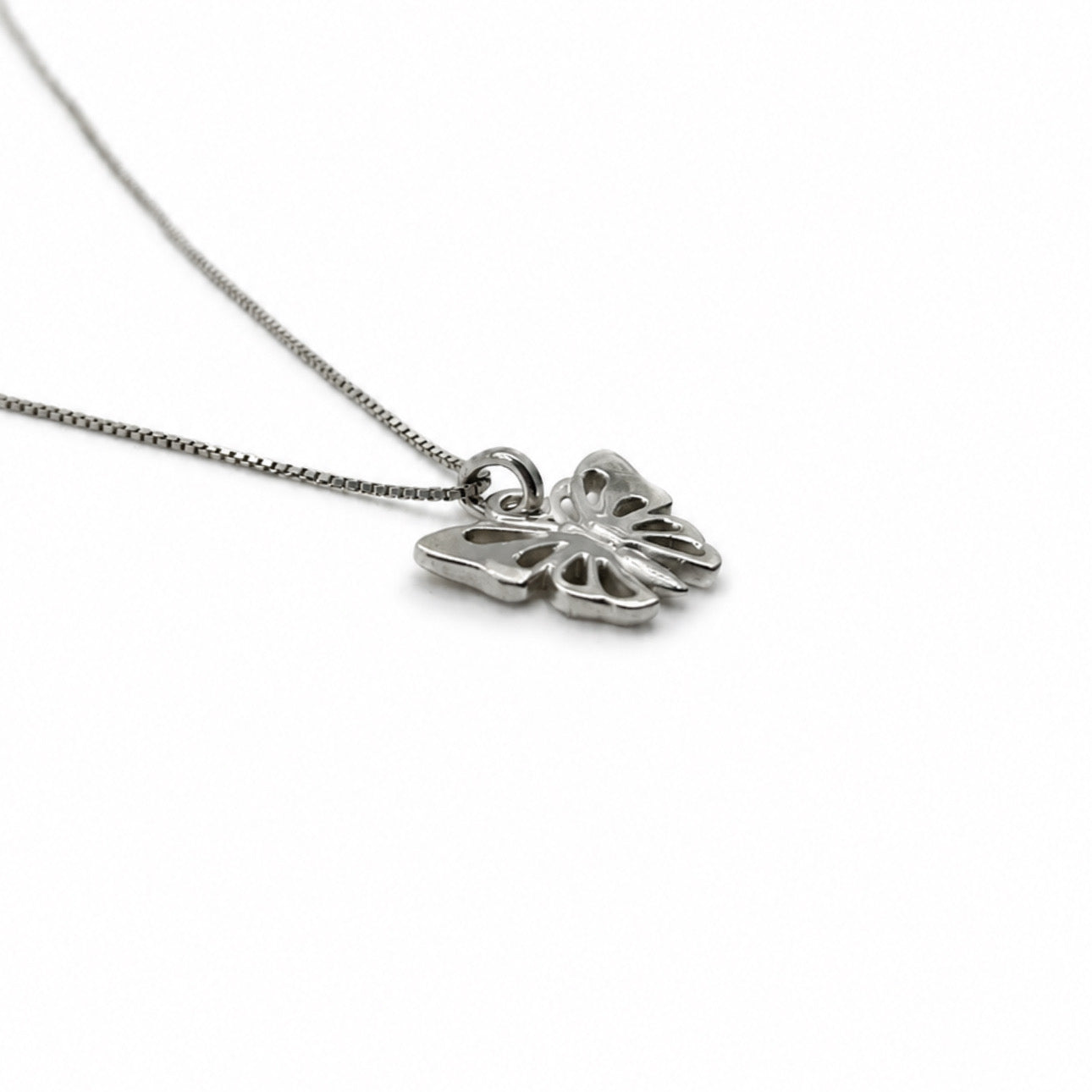 Sterling Silver Open Butterfly Pendant Necklace With 18" Chain