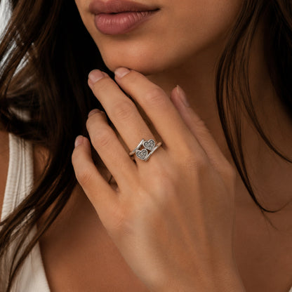 Diamond Accent Sterling Silver Heart Split Band Ring