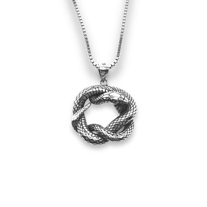 Sterling Silver Oxidized Coiled Spiral Snake Pendant With 22 Inch Chain