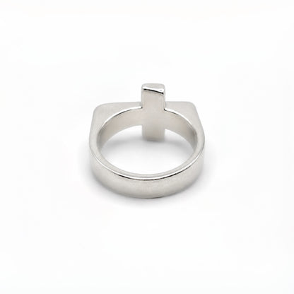 Sterling Silver Men's Sideways Cross Ring
