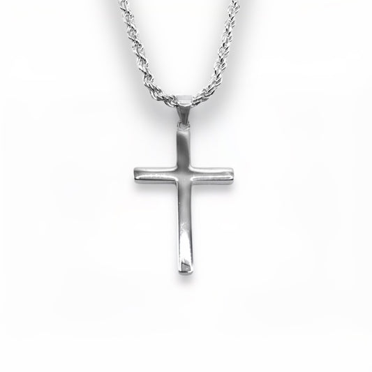 Sterling Silver Plain Cross Pendant With 22 Inch Chain