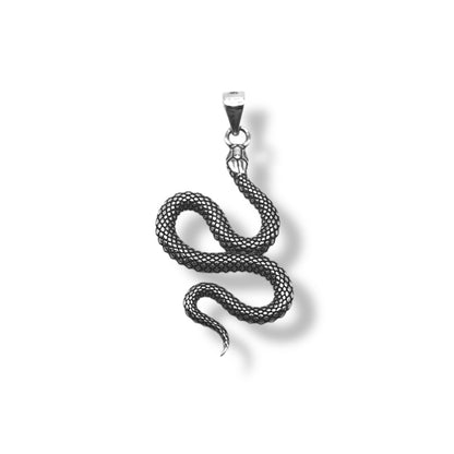 Sterling Silver Oxidized Slithering Snake Pendant