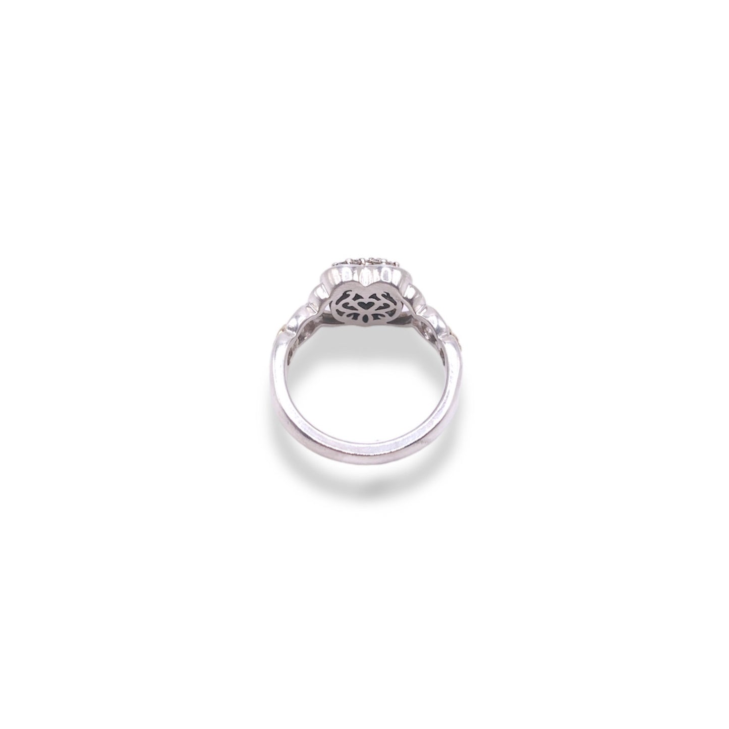 14k Gold & Sterling Silver 1/5 Ct Diamond Heart Link Ring