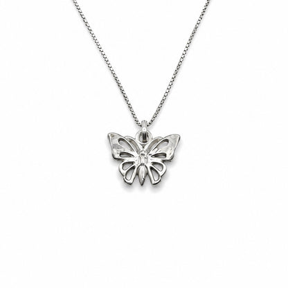 Sterling Silver Open Butterfly Pendant Necklace With 18" Chain