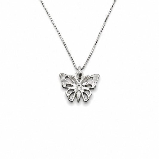 Sterling Silver Open Butterfly Pendant Necklace With 18" Chain