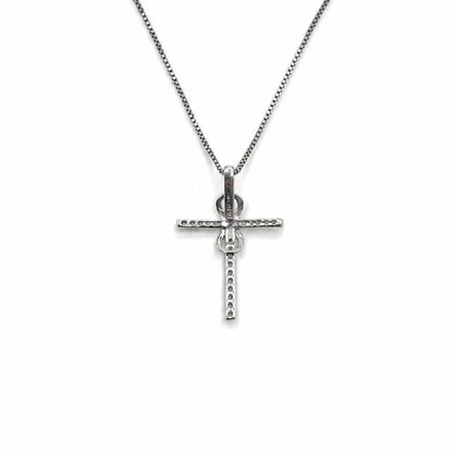 1/4 Ct Diamond Sterling Silver Infinity Crossover Cross Pendant Necklace With 18" Chain