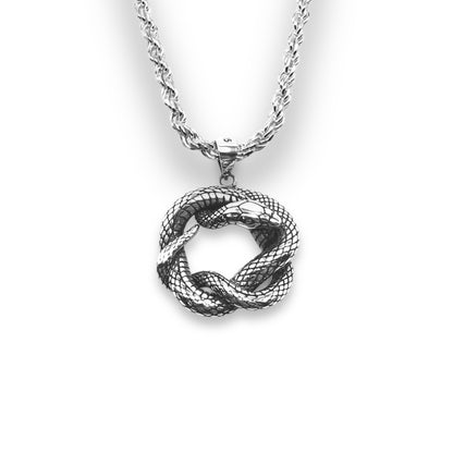 Sterling Silver Oxidized Coiled Spiral Snake Pendant With 22 Inch Chain