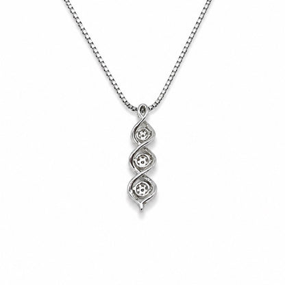 1/4 Ct Diamond Sterling Silver Three-Stone Cluster Swirl Pendant Necklace With 18" Chain