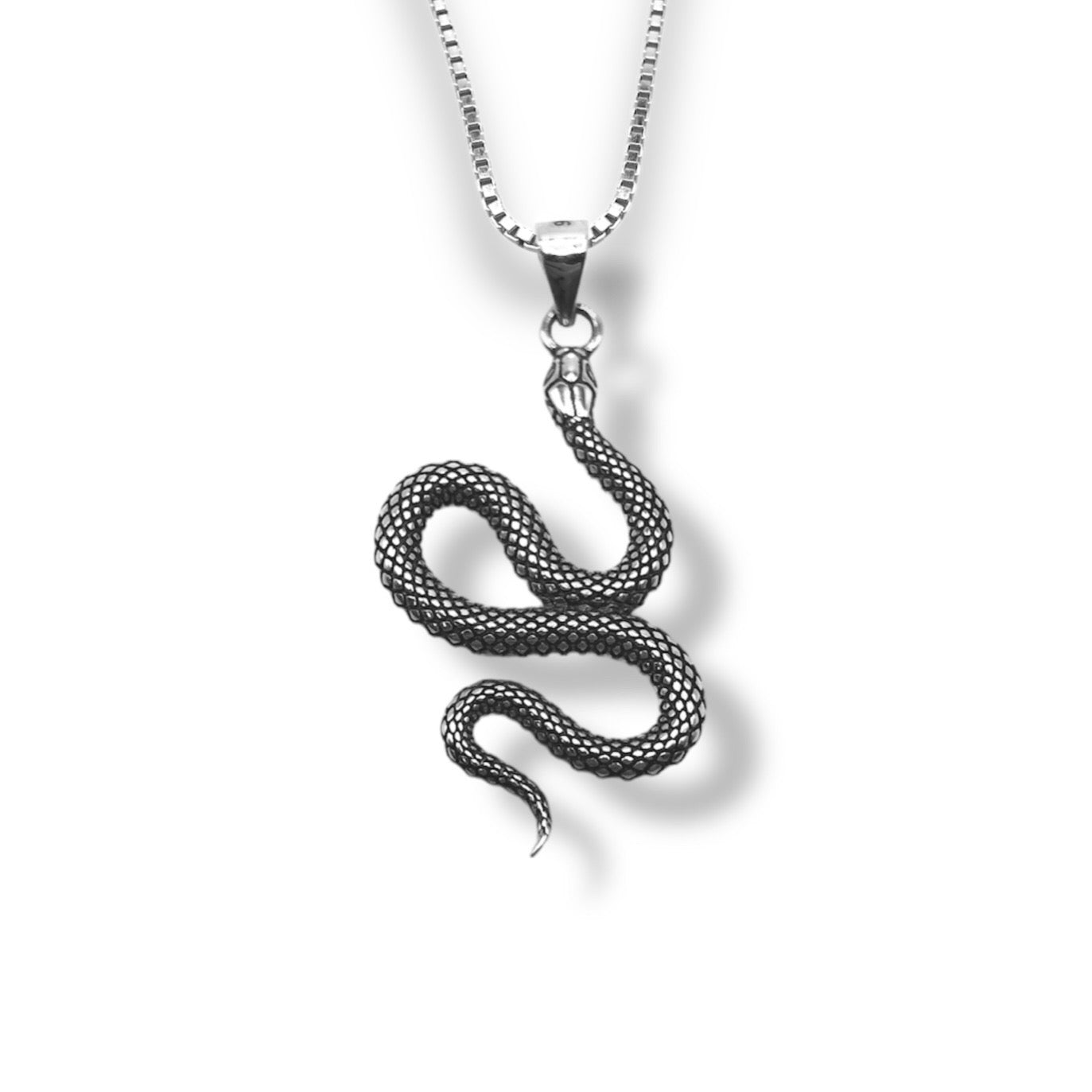 Sterling Silver Oxidized Slithering Snake Pendant With 22 Inch Chain