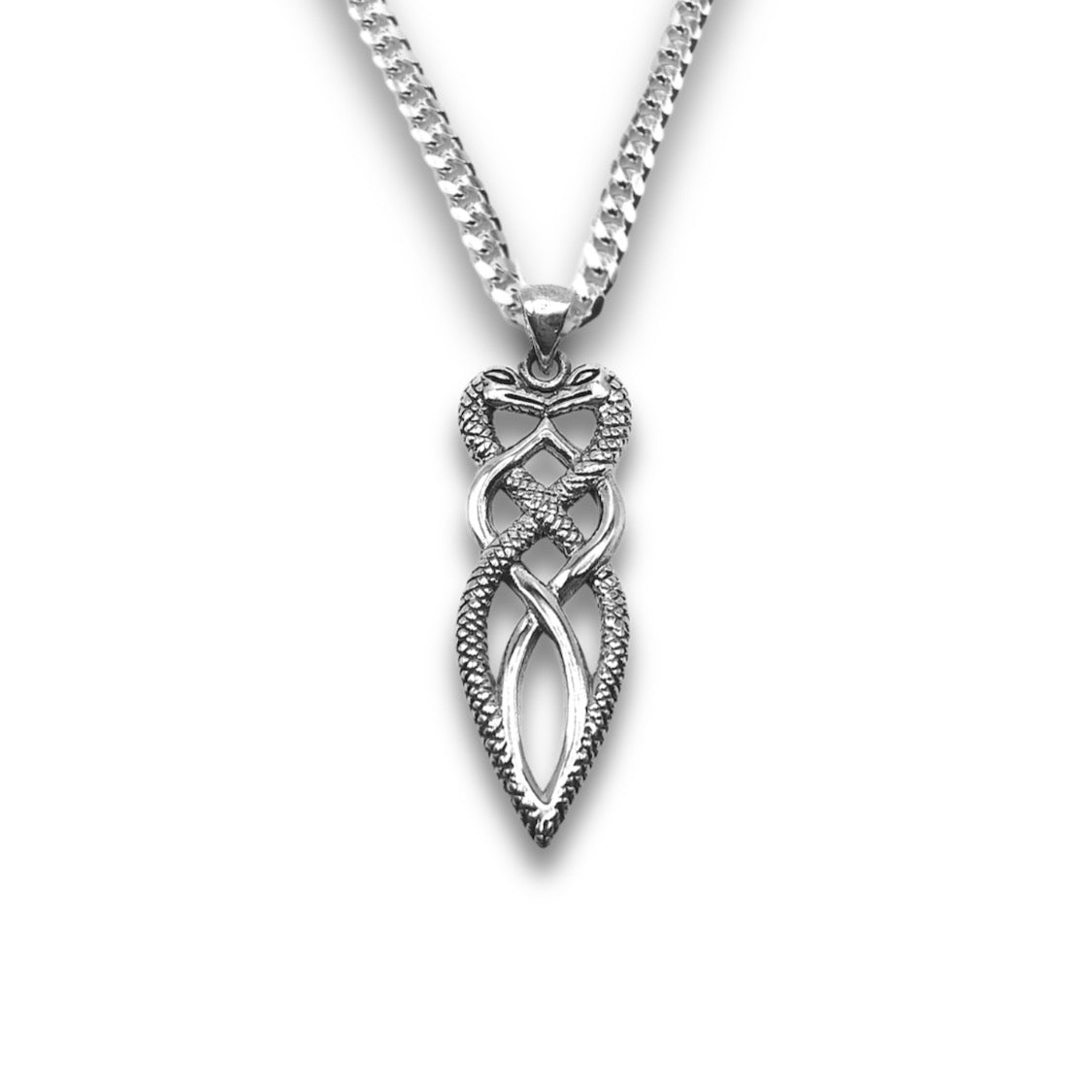 Sterling Silver Oxidized Celtic Wrapped Snake Dagger Pendant With 22 Inch Chain