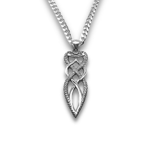 Sterling Silver Oxidized Celtic Wrapped Snake Dagger Pendant With 22 Inch Chain