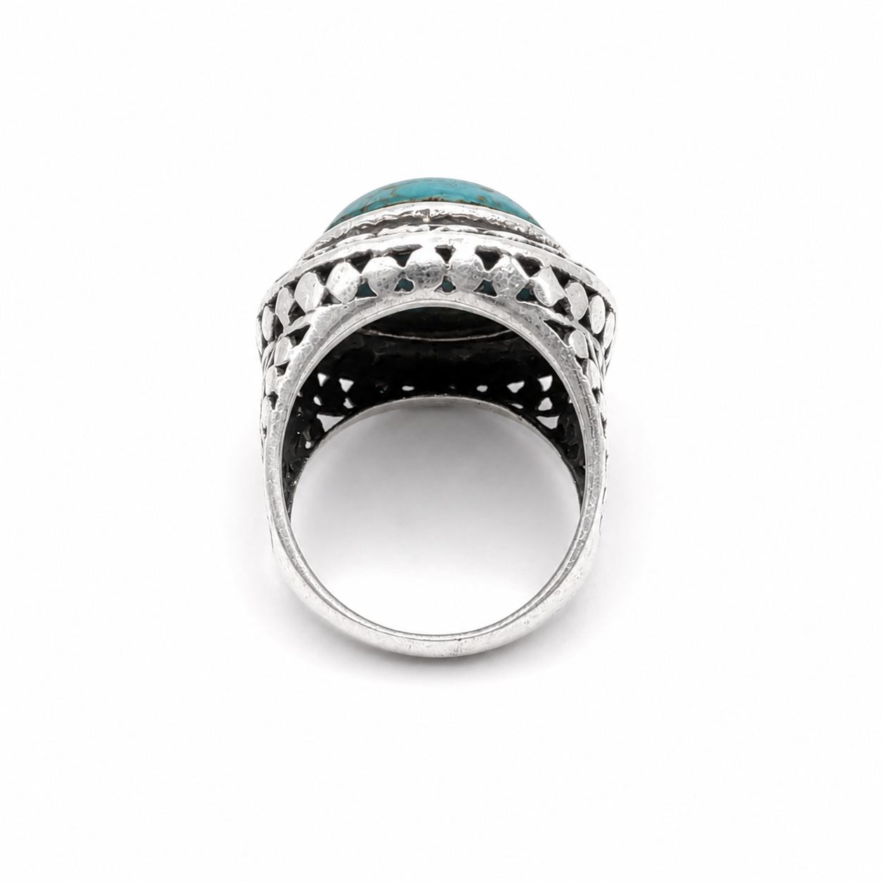 Turquoise Sterling Silver Basket Weave Ring