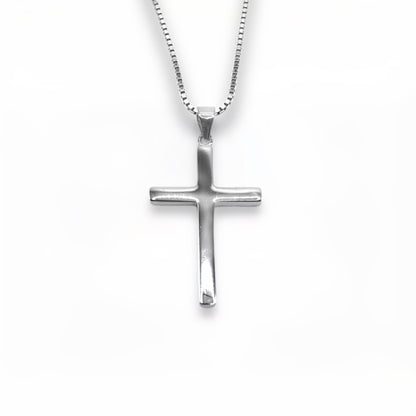 Sterling Silver Plain Cross Pendant With 22 Inch Chain