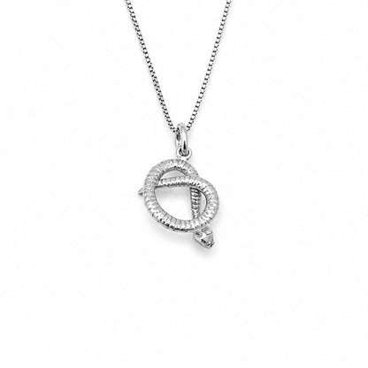 Sterling Silver Coiled Rattlesnake Pendant Necklace With 18" Chain