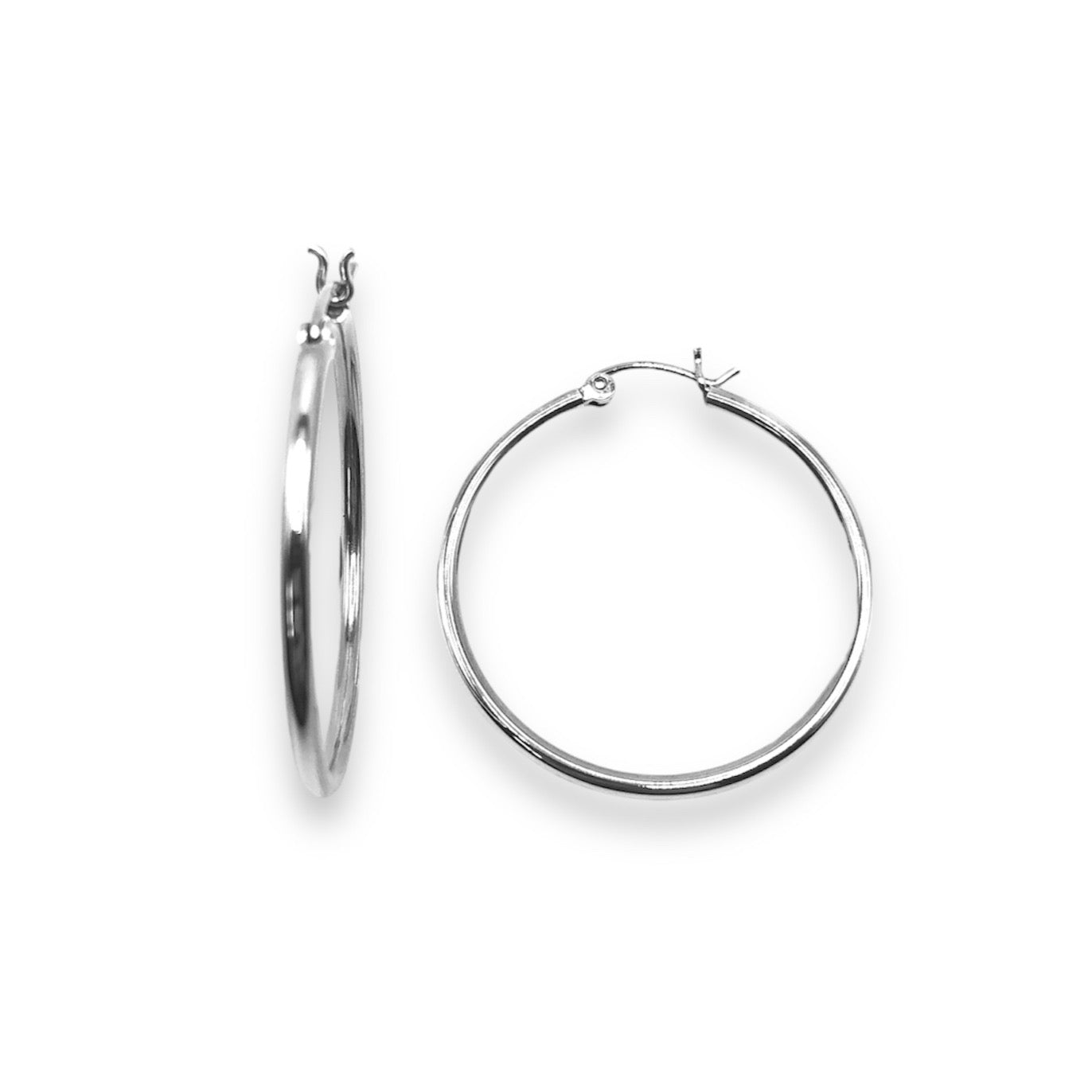 Sterling Silver Plain Hoop Earrings - 2mm