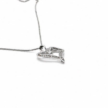 1/4 Ct Diamond Sterling Silver Twisted Heart Pendant Necklace With 18" Chain