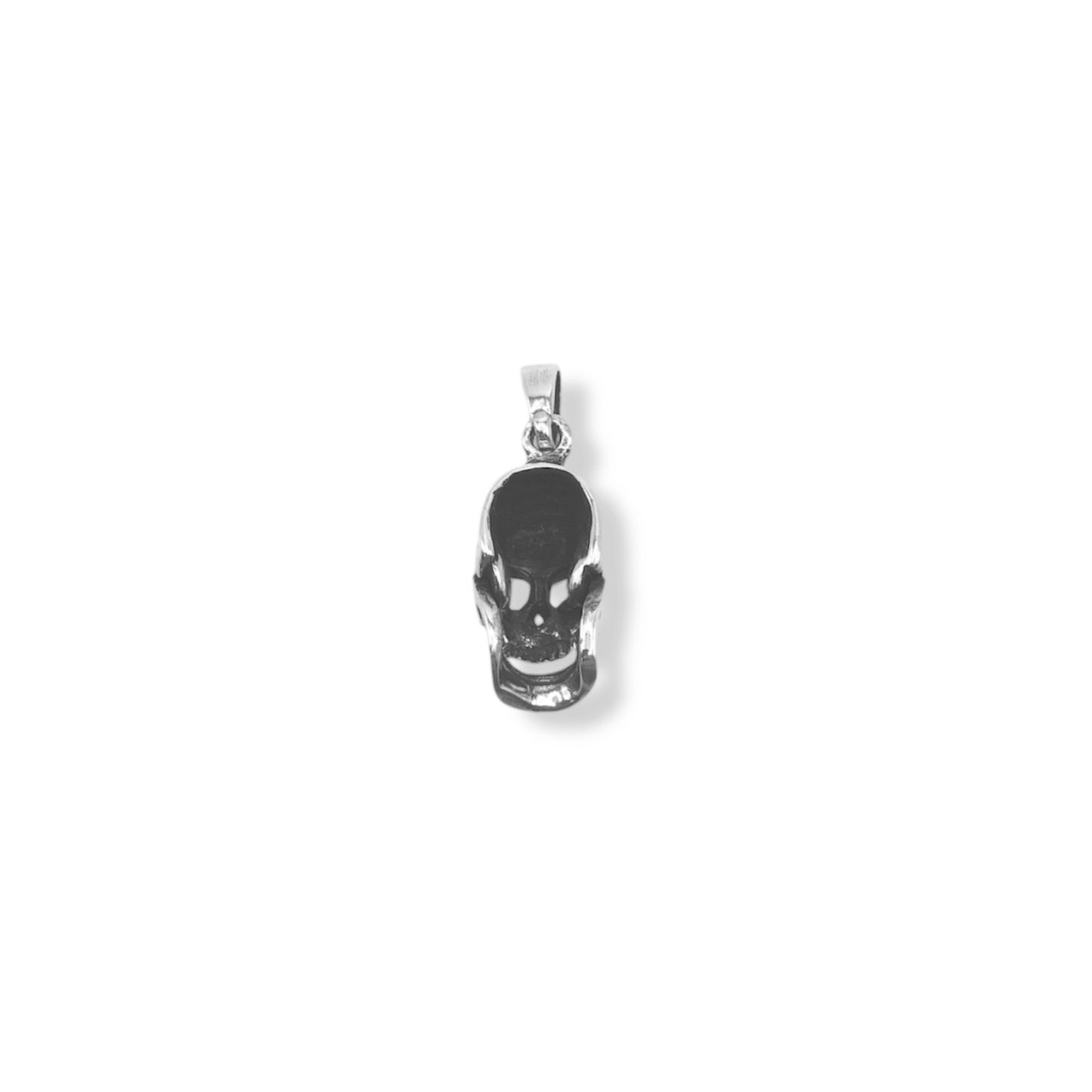 Sterling Silver 3D Moveable Jaw Skull Pendant With 22 Inch Chain