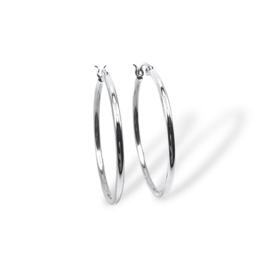 Sterling Silver Plain Hoop Earrings - 2mm