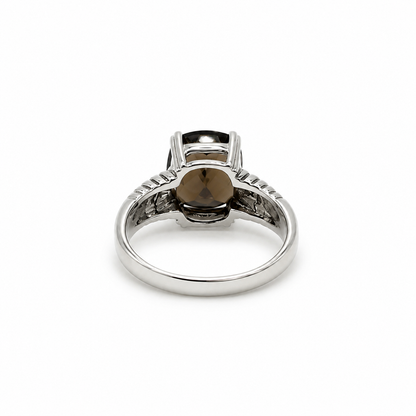 Smoky Quartz and Diamond Accent Sterling Silver & 14K Gold Ring
