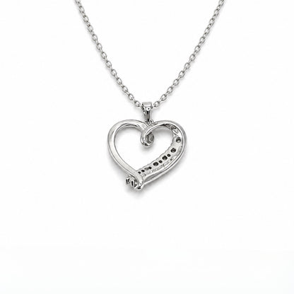 1/10 Ct Diamond Sterling Silver Twisted Open Heart Pendant Necklace With 18" Chain