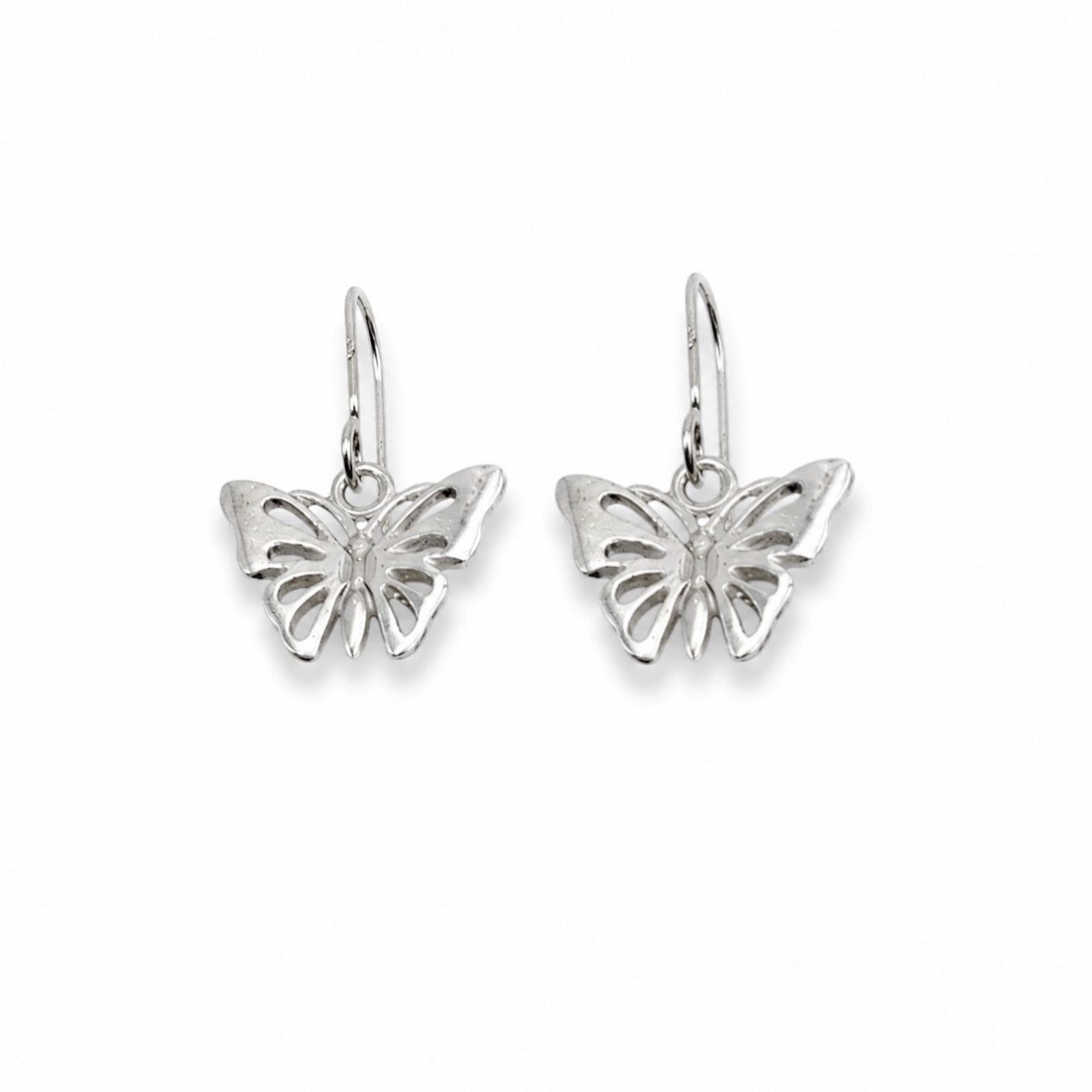 Sterling Silver Open Butterfly Dangle Earrings