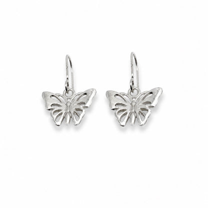 Sterling Silver Open Butterfly Dangle Earrings