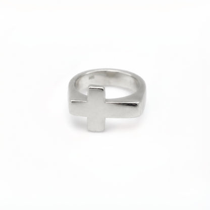 Sterling Silver Men's Sideways Cross Ring