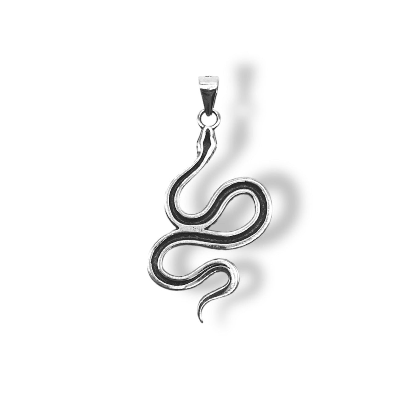 Sterling Silver Oxidized Slithering Snake Pendant With 22 Inch Chain