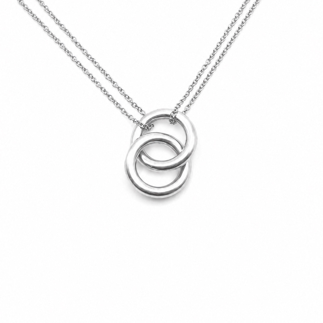 Sterling Silver Interlocking Circles Multi-Strand Pendant Necklace on 17" Chain