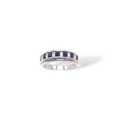 Blue Sapphire Sterling Silver Channel Set Band Refined Jewelry