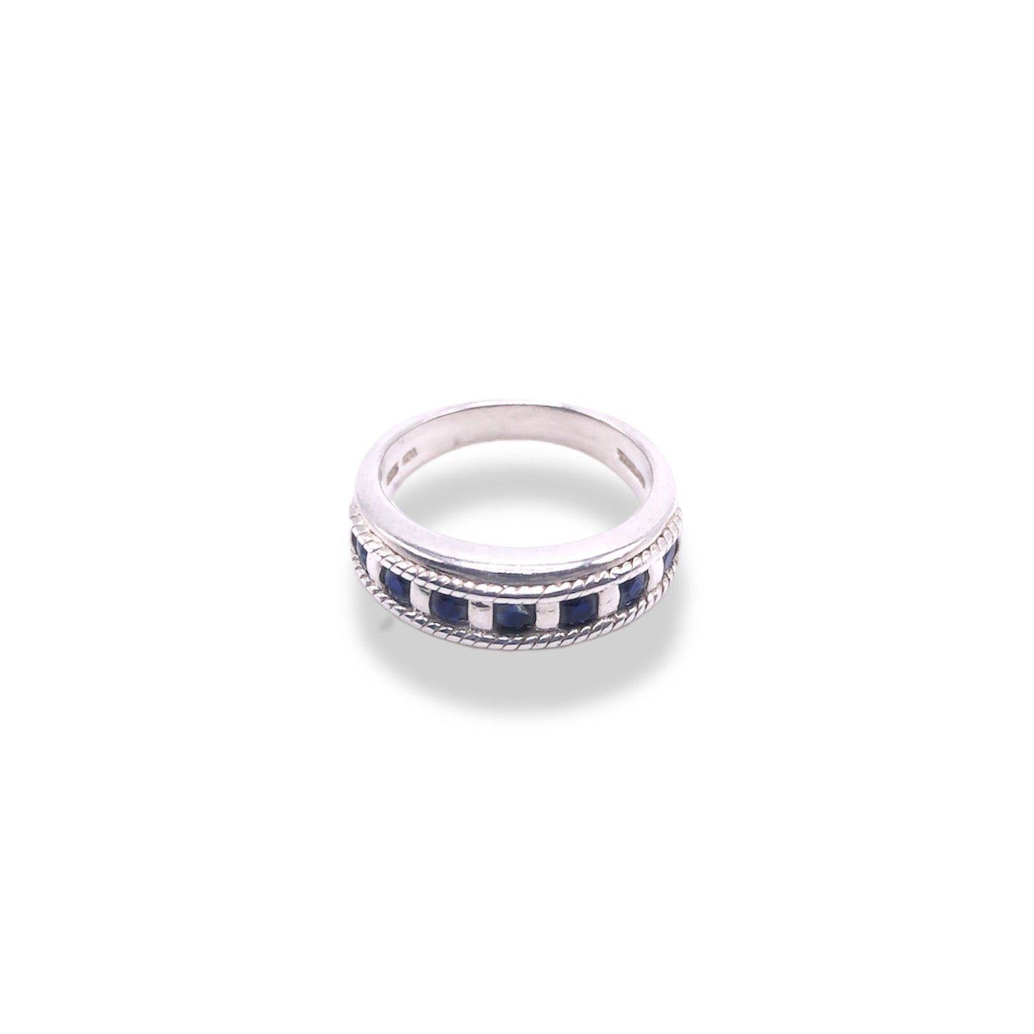 Blue Sapphire Sterling Silver Channel Set Band Refined Jewelry