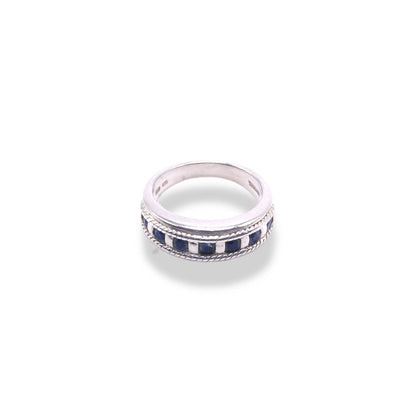 Blue Sapphire Sterling Silver Channel Set Band Refined Jewelry