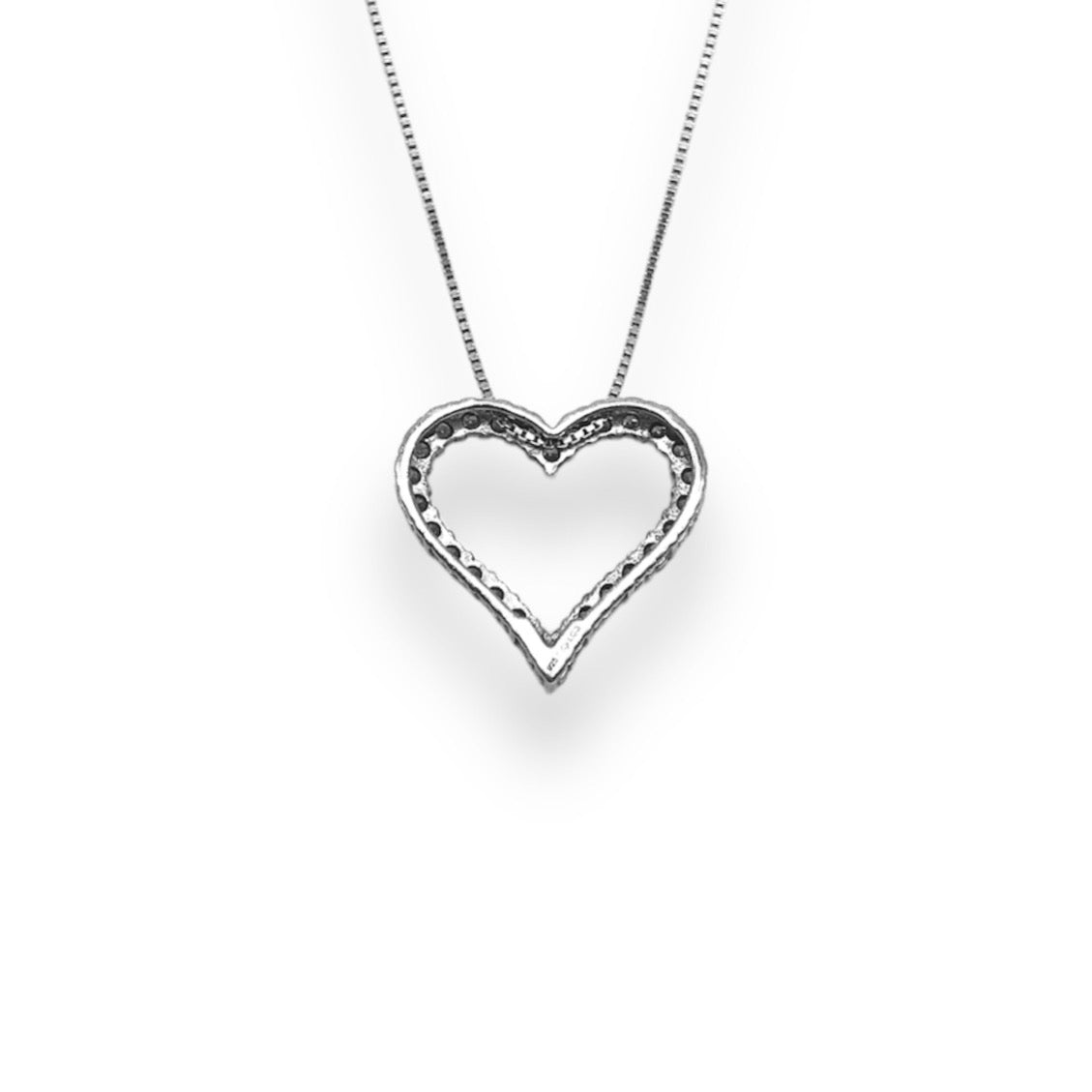 1/2 Ct Diamond Heart Pendant Necklace in Sterling Silver On 18” 0.6mm Box Chain