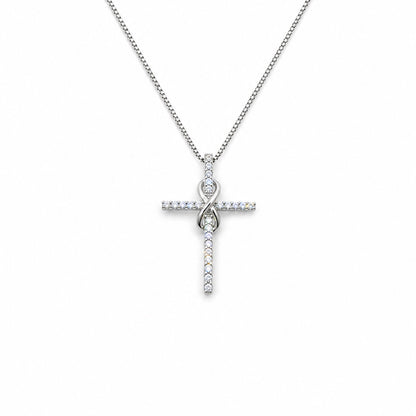 1/4 Ct Diamond Sterling Silver Infinity Crossover Cross Pendant Necklace With 18" Chain